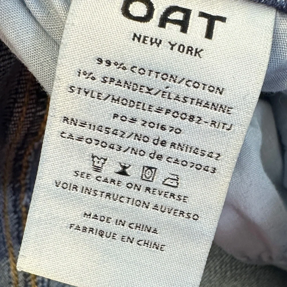 Oat New York Dark Wash Straight Leg Jeans Cuffed Hem High Rise Denim Size 10/30